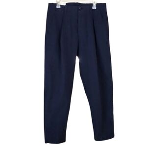 NWT Zara Navy Blue Pleated Trousers Straight Leg‎ Women's Size Medium